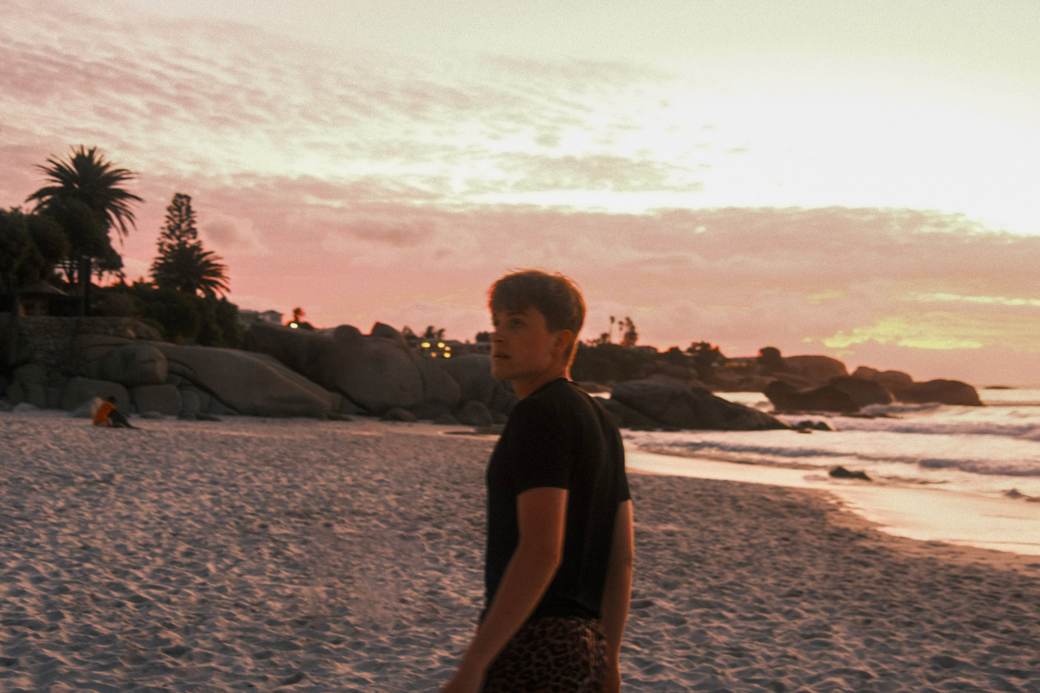 Jake on the beach at sunset
